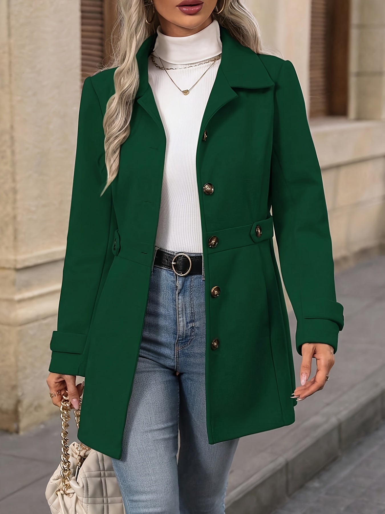Sienna | Structured Tailored Winter Coat with Button Front - Lumina