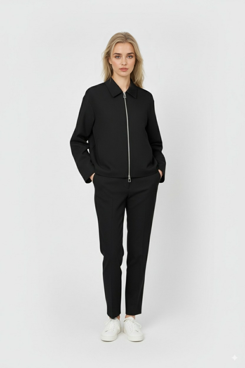 Sophia | Chic Light Blue Casual Bomber Jacket with Zipper Closure - Lumina