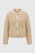 Sophia | Cozy Beige Knit Cardigan with Relaxed Fit - Lumina