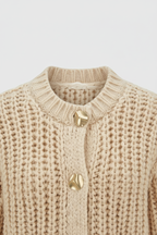 Sophia | Cozy Beige Knit Cardigan with Relaxed Fit - Lumina