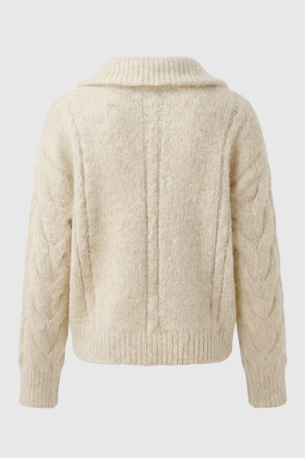 Sophia | Cozy Beige Long Cardigan Sweater with Zipper Detail - Lumina