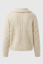Sophia | Cozy Beige Long Cardigan Sweater with Zipper Detail - Lumina