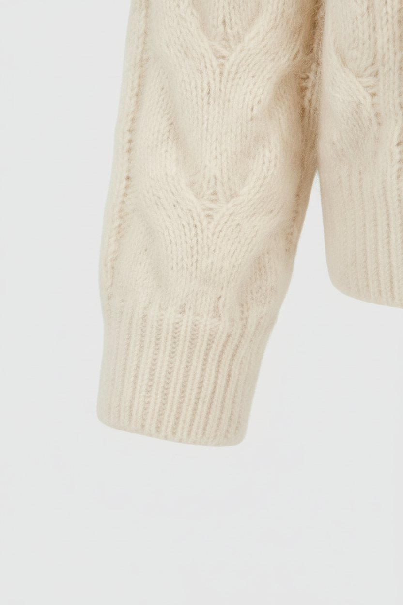 Sophia | Cozy Beige Long Cardigan Sweater with Zipper Detail - Lumina