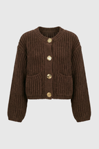 Sophia | Cozy Brown Knit Cardigan with Relaxed Fit - Lumina