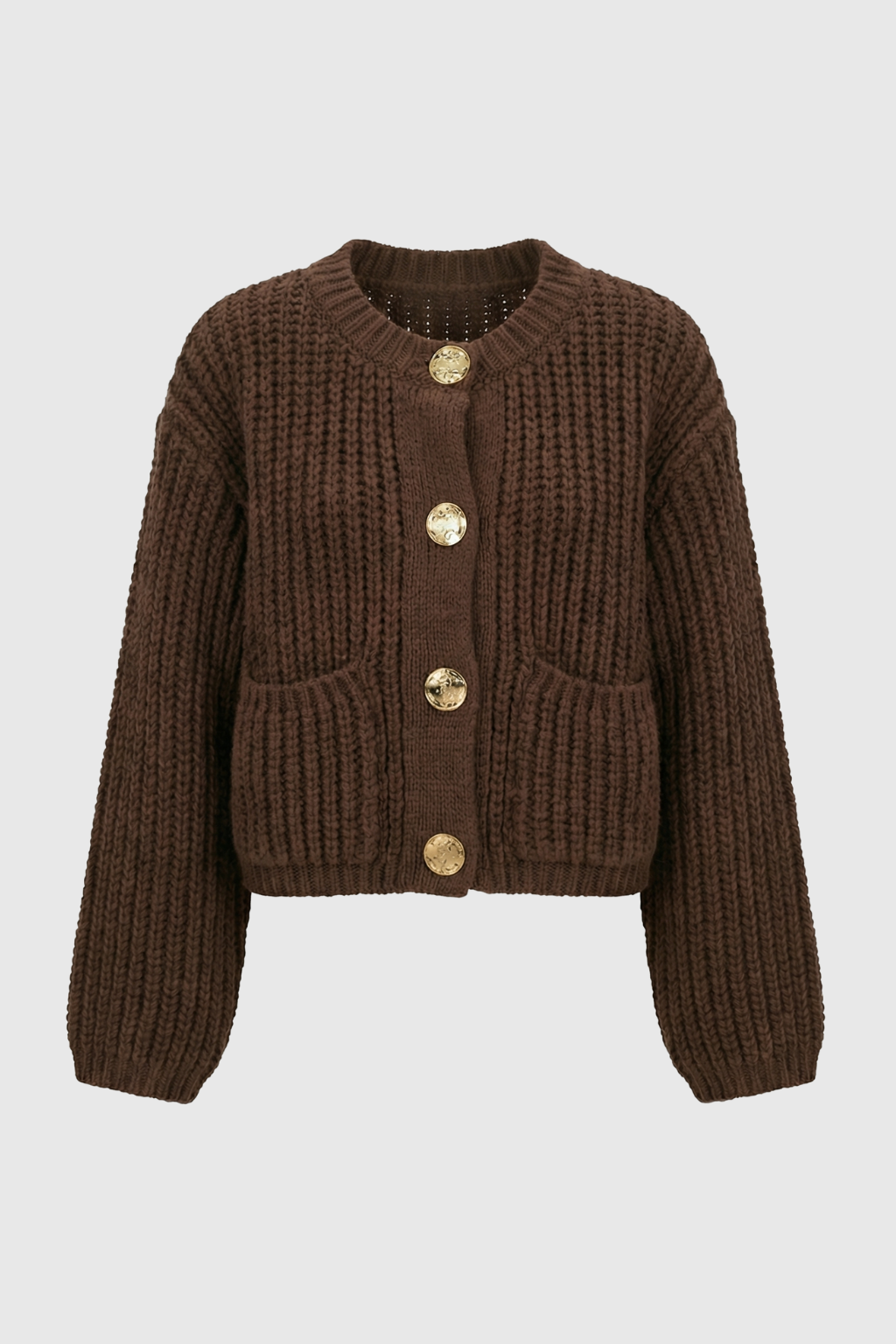 Sophia | Cozy Brown Knit Cardigan with Relaxed Fit - Lumina