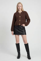 Sophia | Cozy Brown Knit Cardigan with Relaxed Fit - Lumina