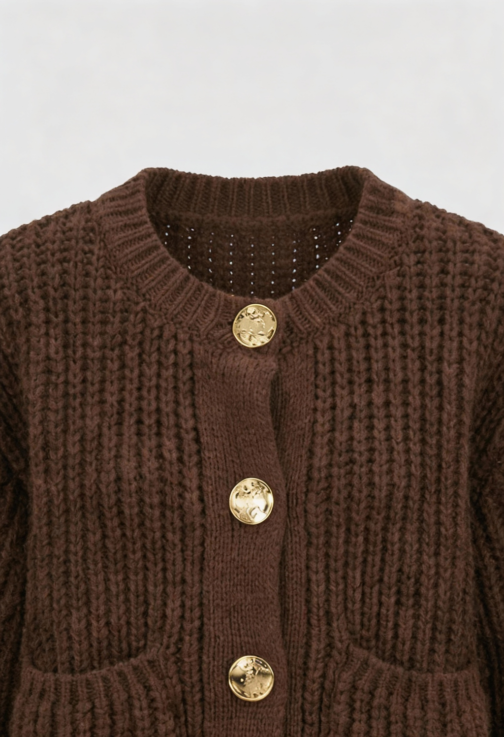 Sophia | Cozy Brown Knit Cardigan with Relaxed Fit - Lumina