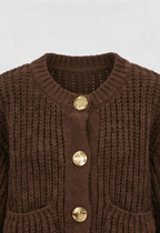 Sophia | Cozy Brown Knit Cardigan with Relaxed Fit - Lumina