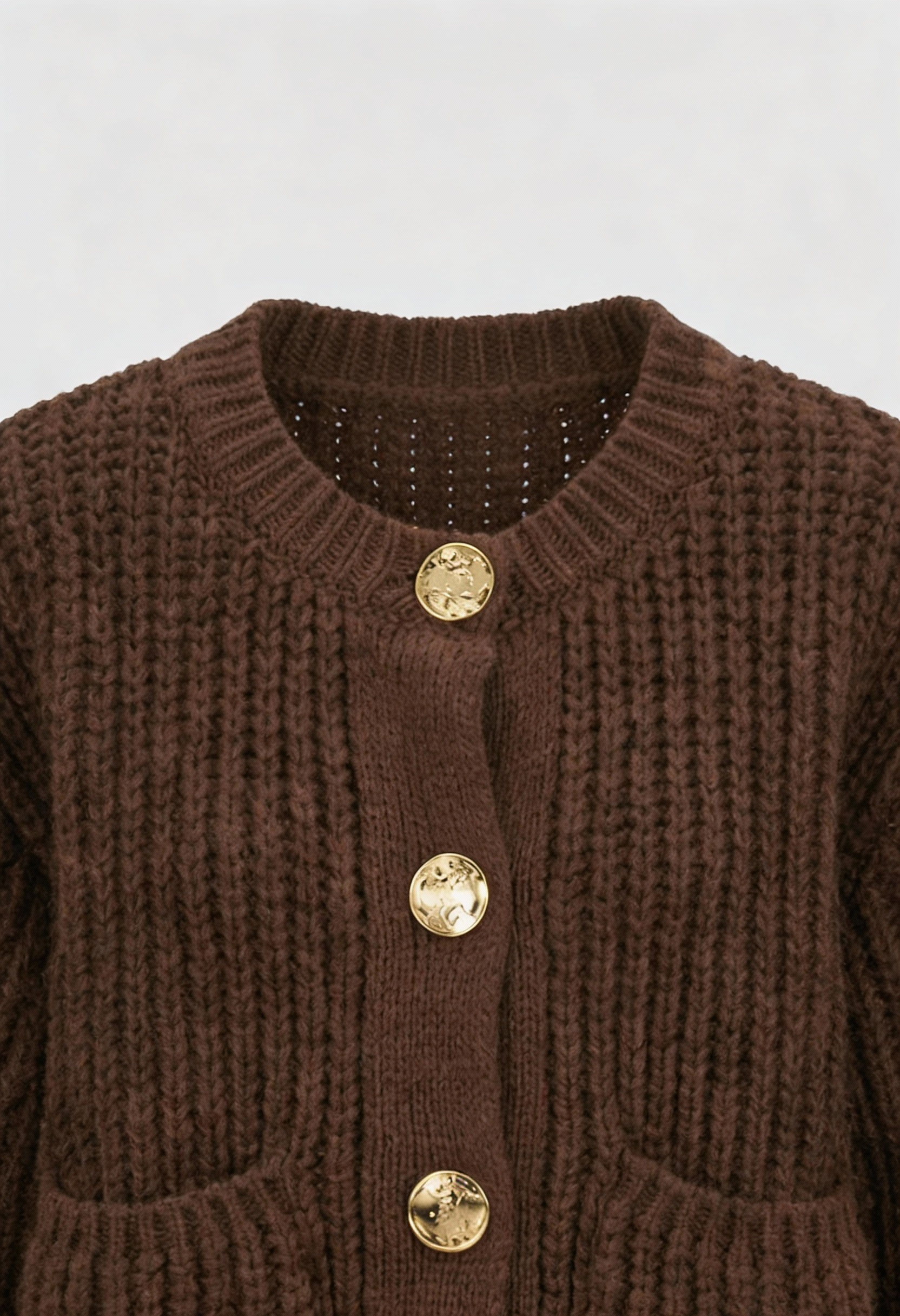 Sophia | Cozy Brown Knit Cardigan with Relaxed Fit - Lumina