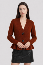 Sophia | Cozy Brown Long Cardigan with Relaxed Fit - Lumina