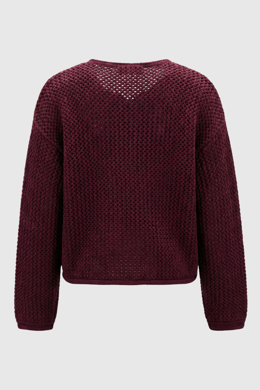 Sophia | Cozy Burgundy Knit Cardigan Sweater with Ribbed Details - Lumina