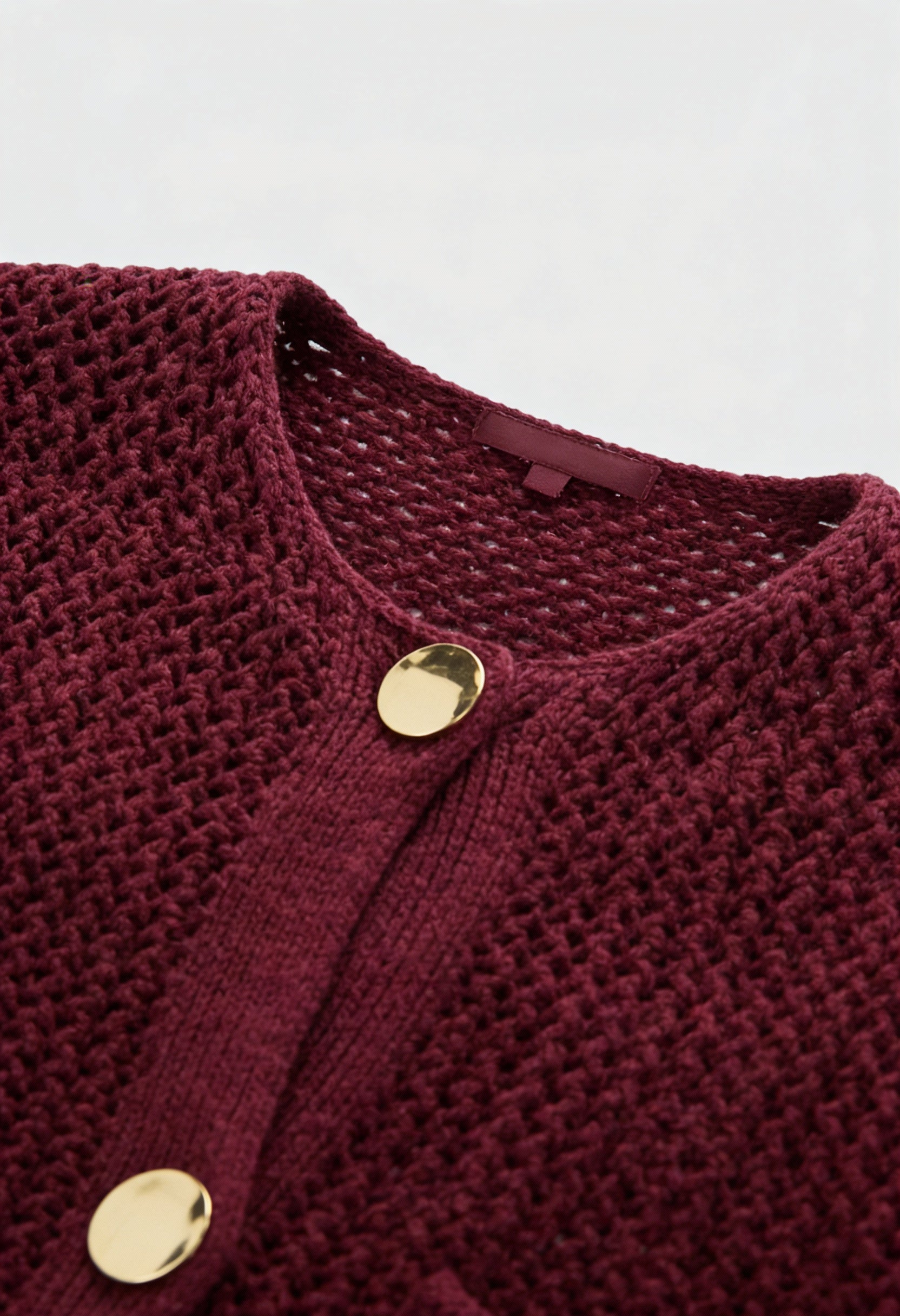 Sophia | Cozy Burgundy Knit Cardigan Sweater with Ribbed Details - Lumina