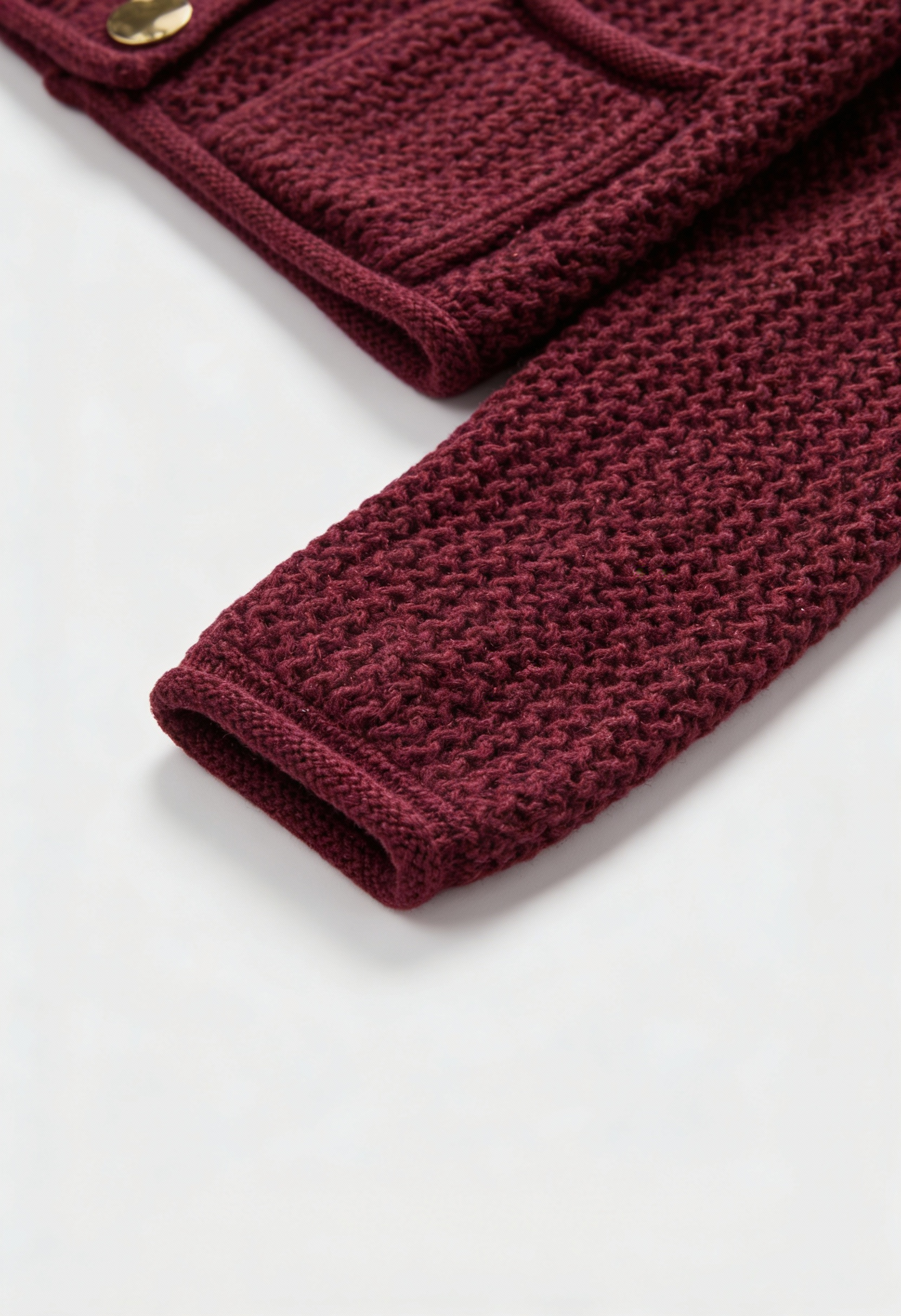 Sophia | Cozy Burgundy Knit Cardigan Sweater with Ribbed Details - Lumina