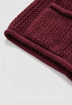 Sophia | Cozy Burgundy Knit Cardigan Sweater with Ribbed Details - Lumina
