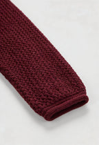 Sophia | Cozy Burgundy Knit Cardigan Sweater with Ribbed Details - Lumina