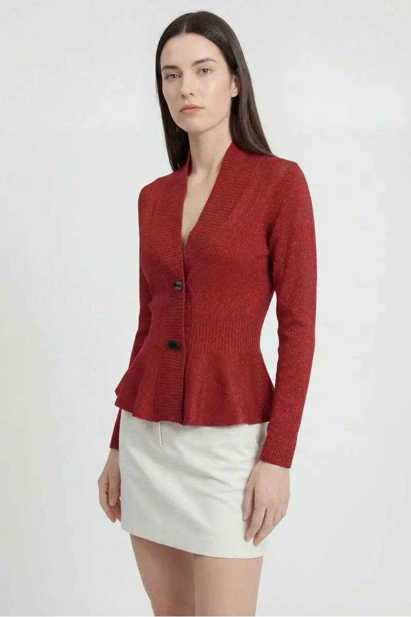 Sophia | Cozy Burgundy Long Cardigan Sweater with Relaxed Fit - Lumina