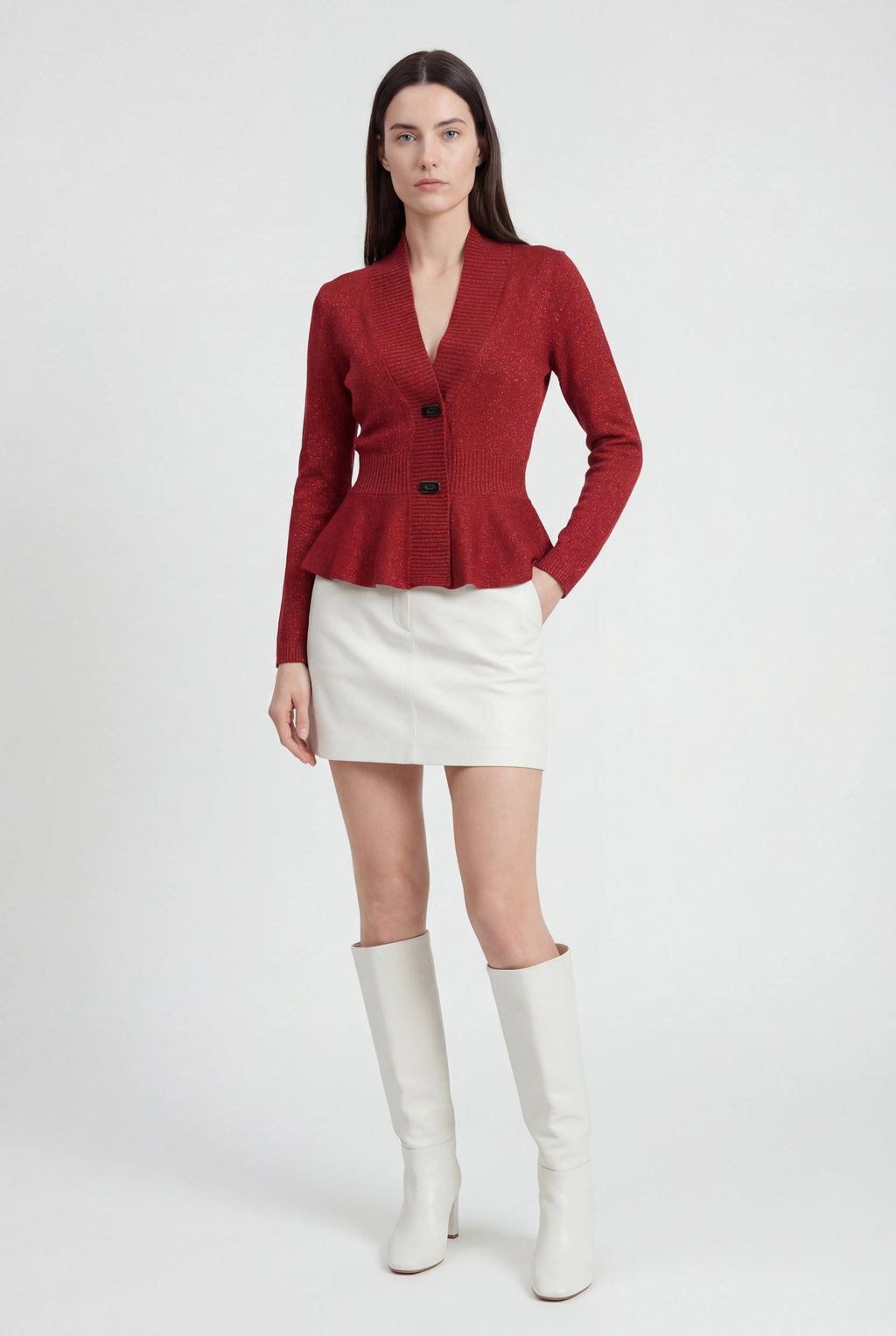 Sophia | Cozy Burgundy Long Cardigan Sweater with Relaxed Fit - Lumina