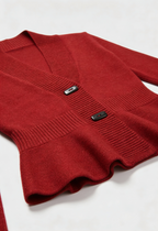 Sophia | Cozy Burgundy Long Cardigan Sweater with Relaxed Fit - Lumina