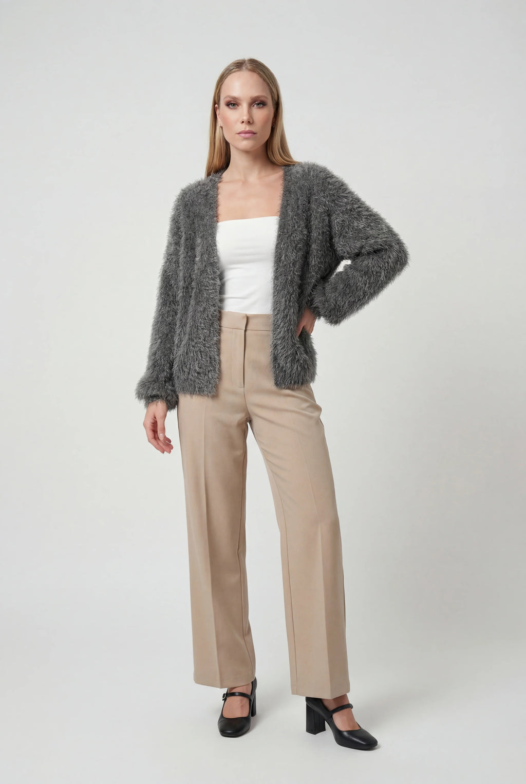 Sophia | Cozy Dark Gray Cardigan with Relaxed Fit - Lumina