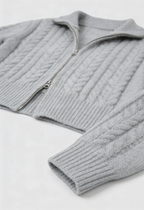 Sophia | Cozy Gray Long Cardigan Sweater with Relaxed Fit - Lumina