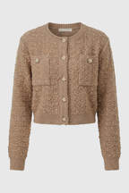Sophia | Cozy Khaki Knit Cardigan with Open Front - Lumina