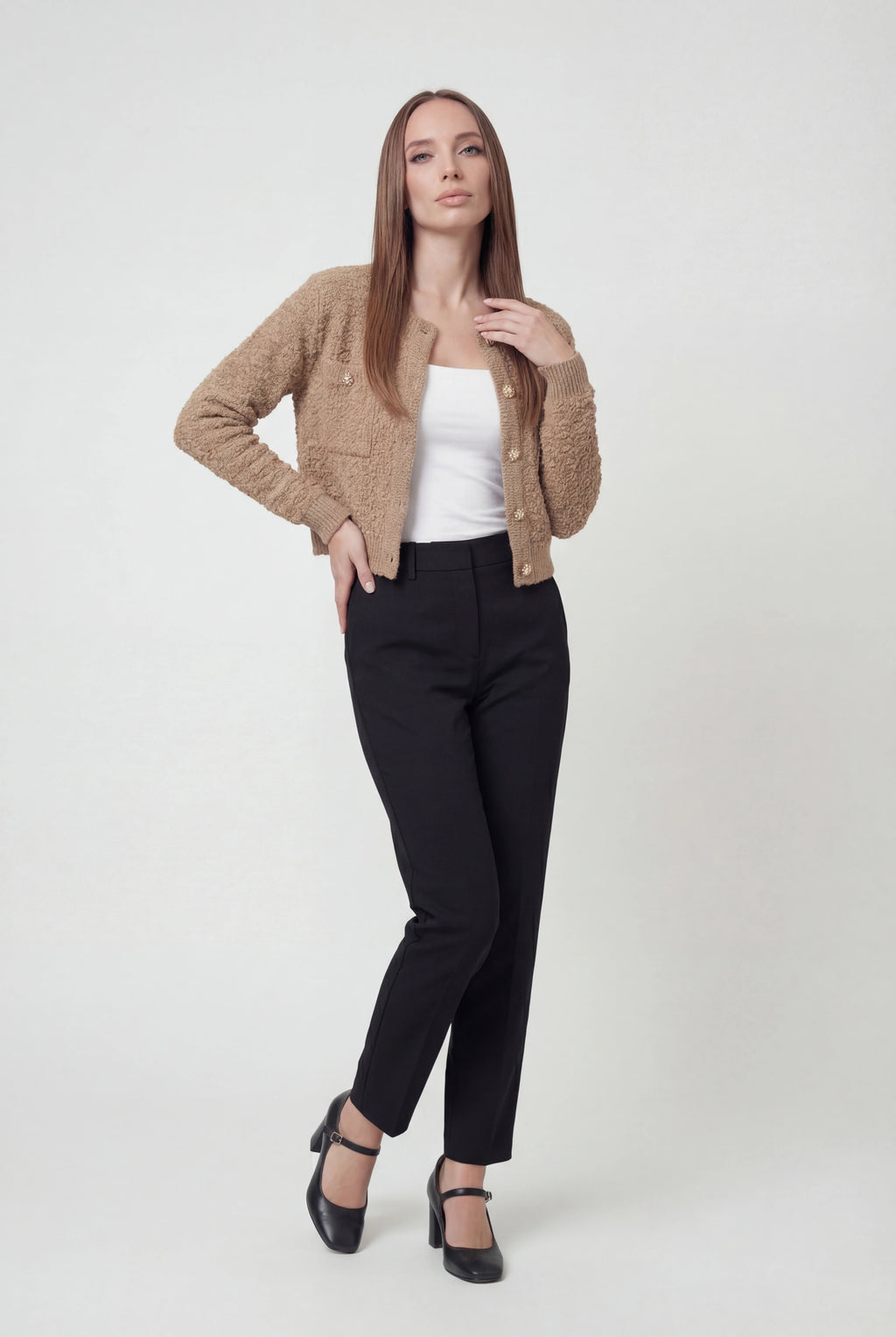Sophia | Cozy Khaki Knit Cardigan with Open Front - Lumina
