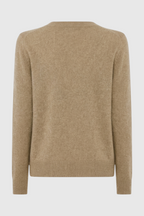 Sophia | Cozy Khaki Knit Sweater with V-Neckline - Lumina