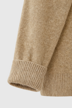 Sophia | Cozy Khaki Knit Sweater with V-Neckline - Lumina