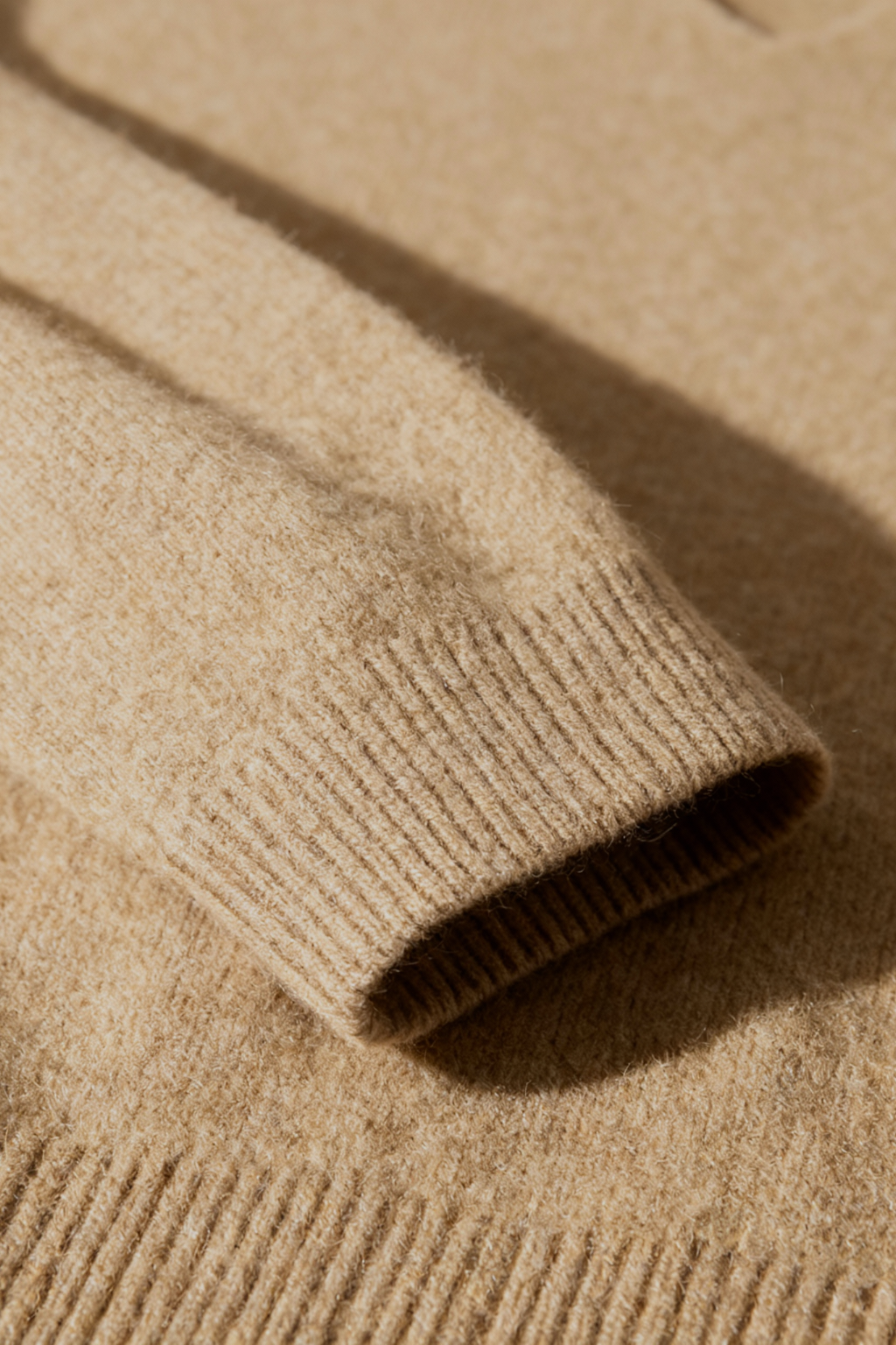 Sophia | Cozy Khaki Knit Sweater with V-Neckline - Lumina