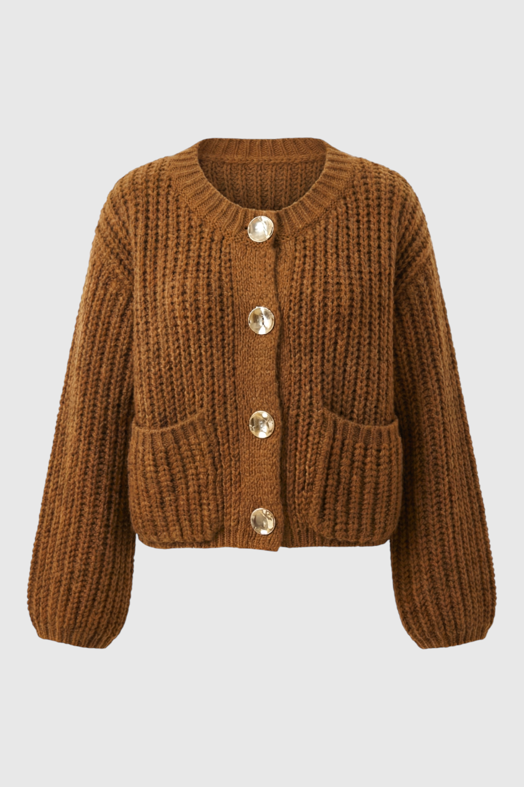 Sophia | Cozy Long Brown Cardigan Sweater with Relaxed Fit - Lumina
