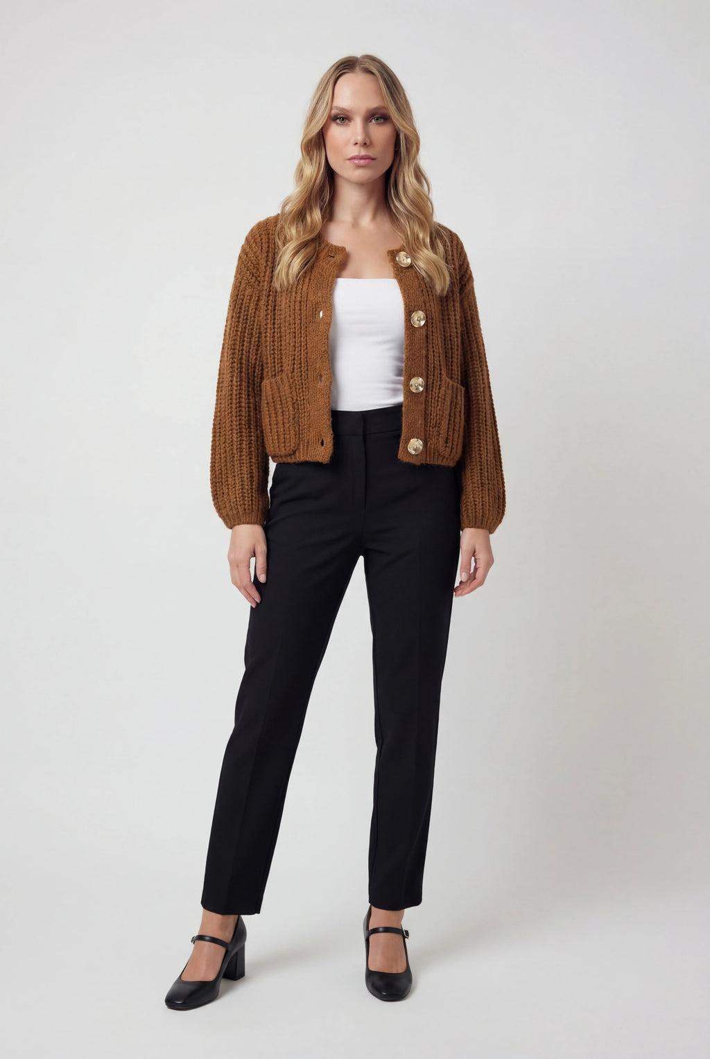 Sophia | Cozy Long Brown Cardigan Sweater with Relaxed Fit - Lumina