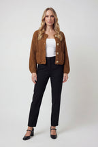 Sophia | Cozy Long Brown Cardigan Sweater with Relaxed Fit - Lumina
