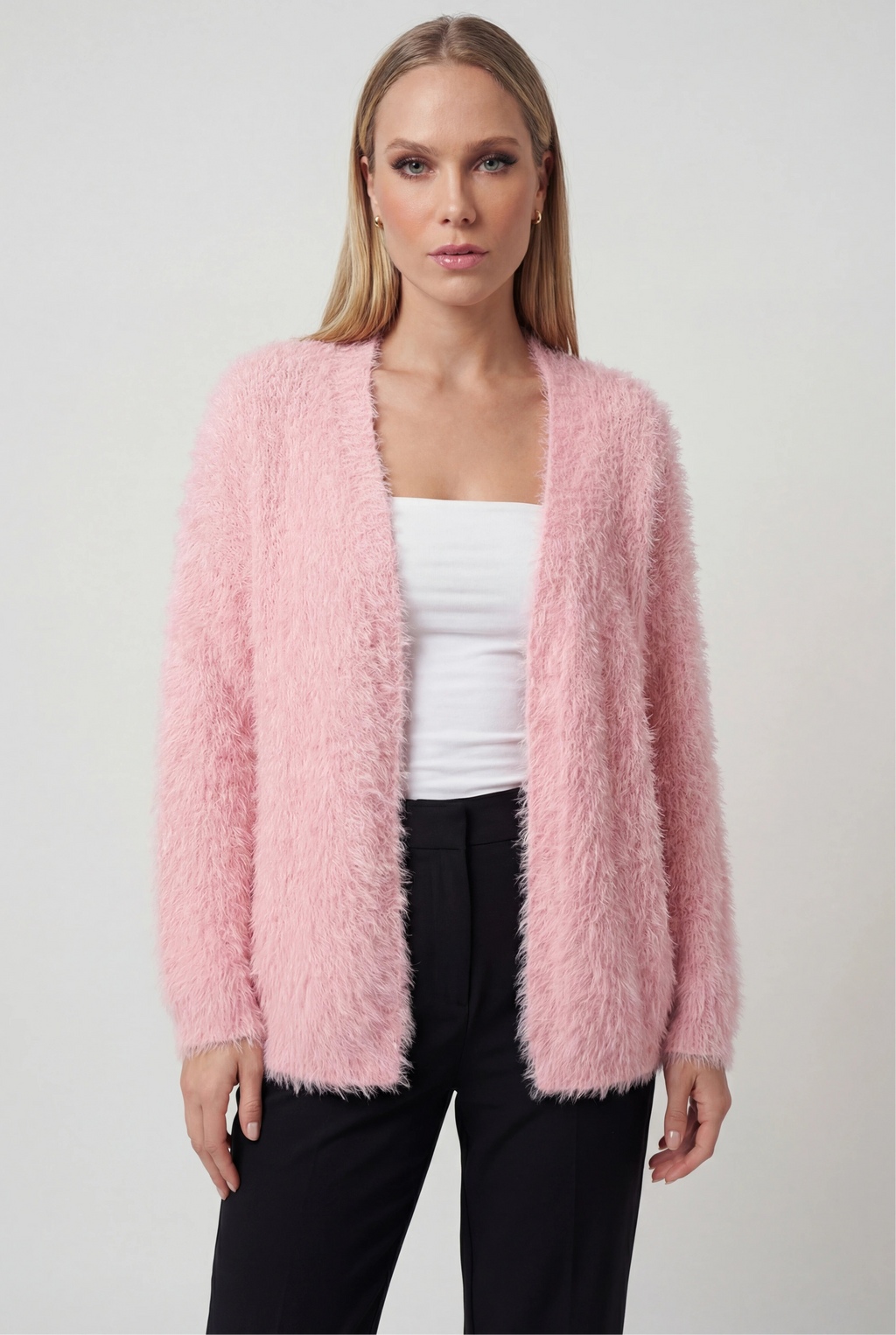 Sophia | Cozy Pink Knit Cardigan with Versatile Styling - Lumina