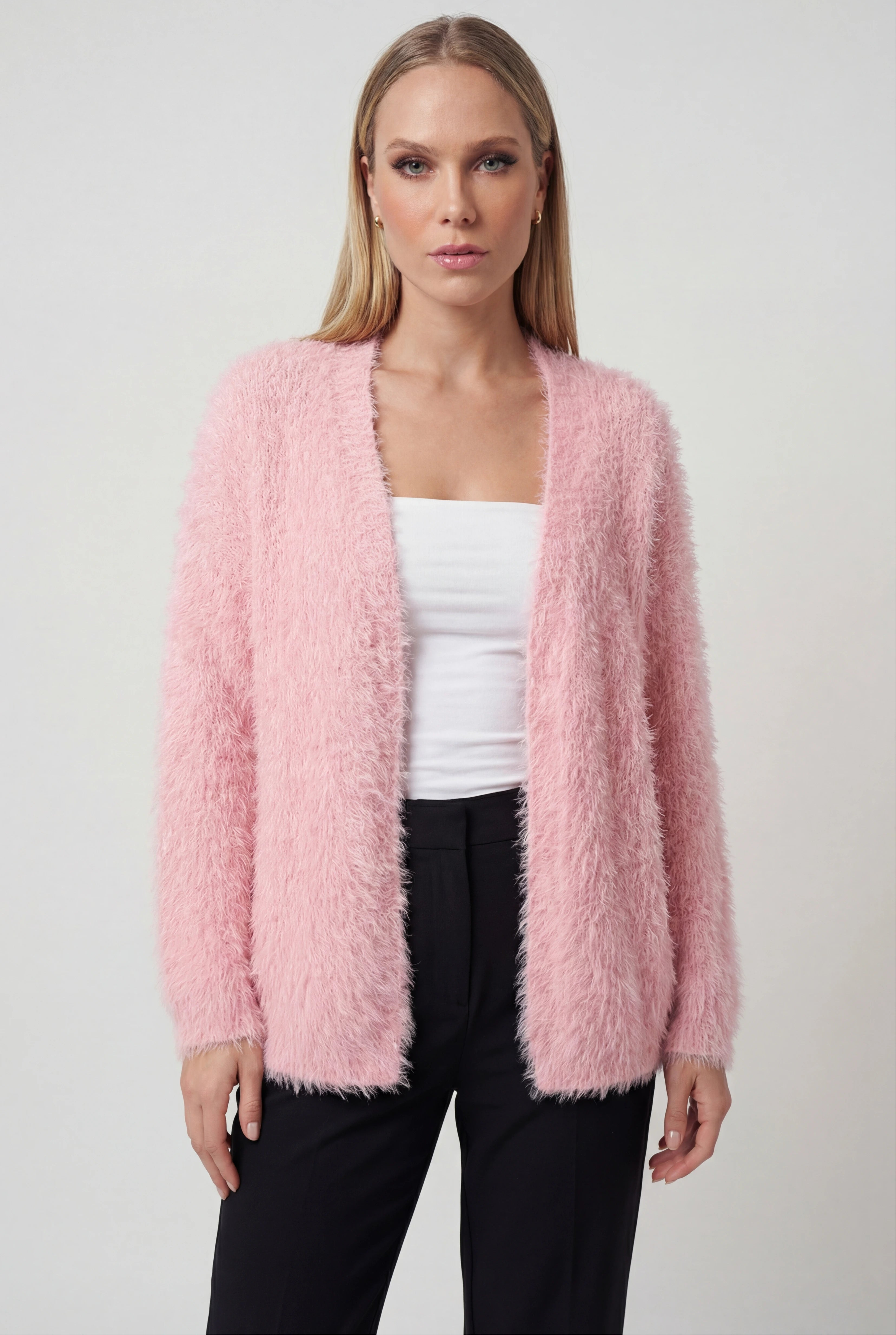 Sophia | Cozy Pink Knit Cardigan with Versatile Styling - Lumina