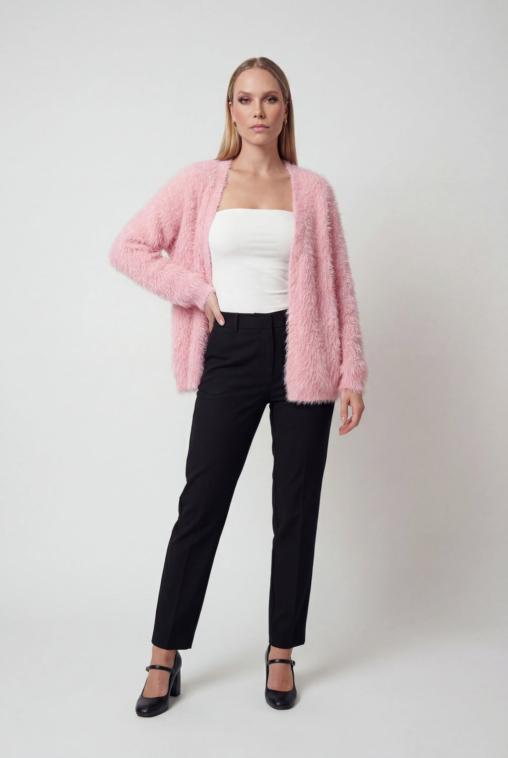 Sophia | Cozy Pink Knit Cardigan with Versatile Styling - Lumina