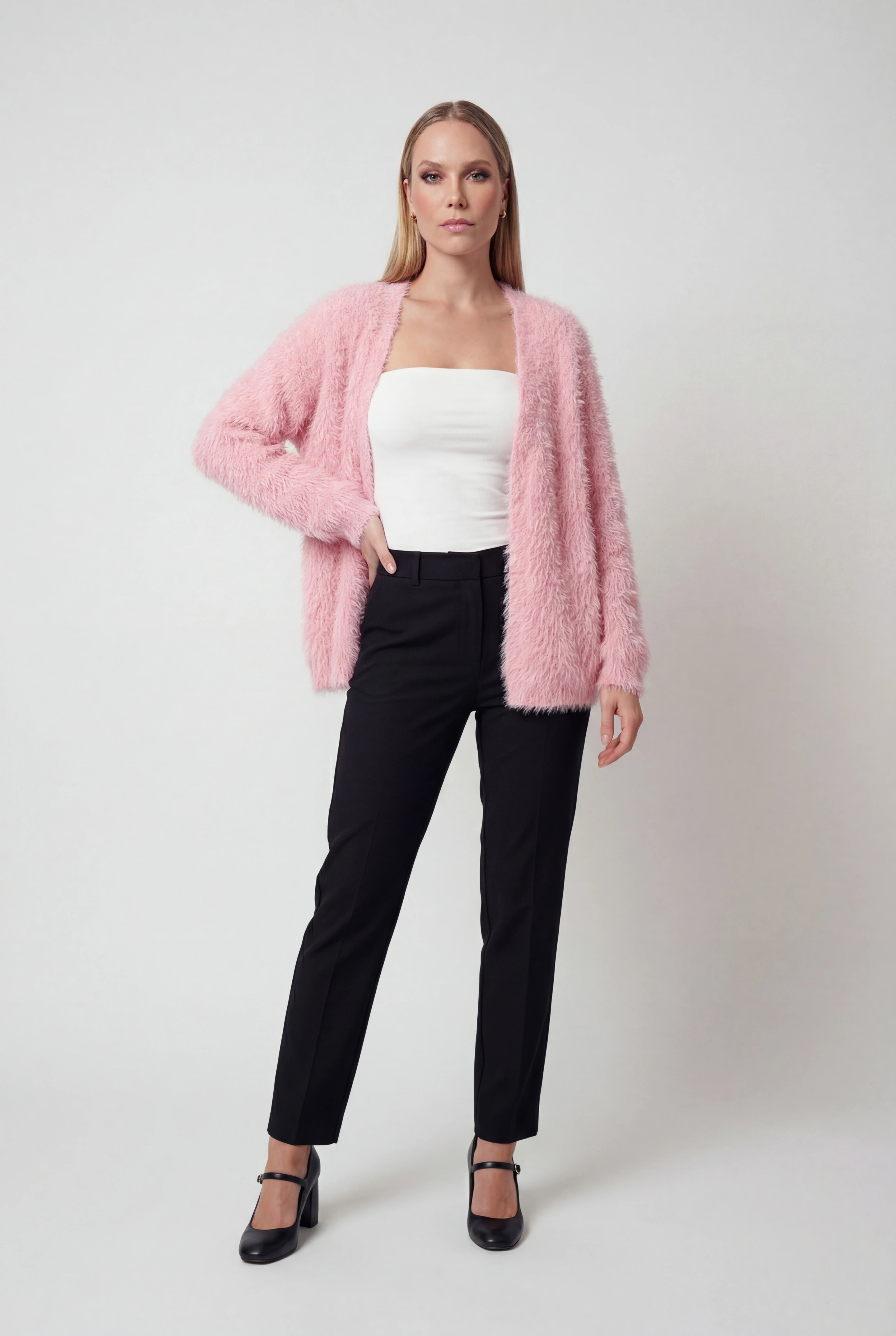 Sophia | Cozy Pink Knit Cardigan with Versatile Styling - Lumina