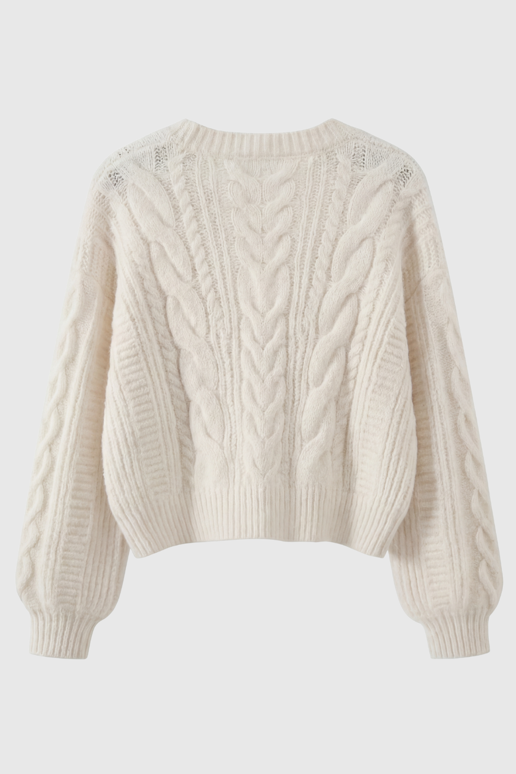 Sophia | Cozy Relaxed Fit White Cardigan Sweater with Ribbed Hem - Lumina