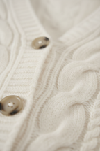 Sophia | Cozy Relaxed Fit White Cardigan Sweater with Ribbed Hem - Lumina
