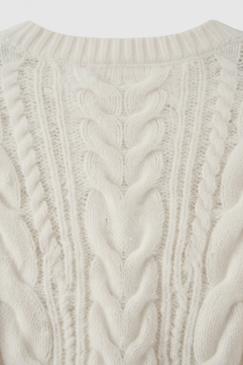Sophia | Cozy Relaxed Fit White Cardigan Sweater with Ribbed Hem - Lumina