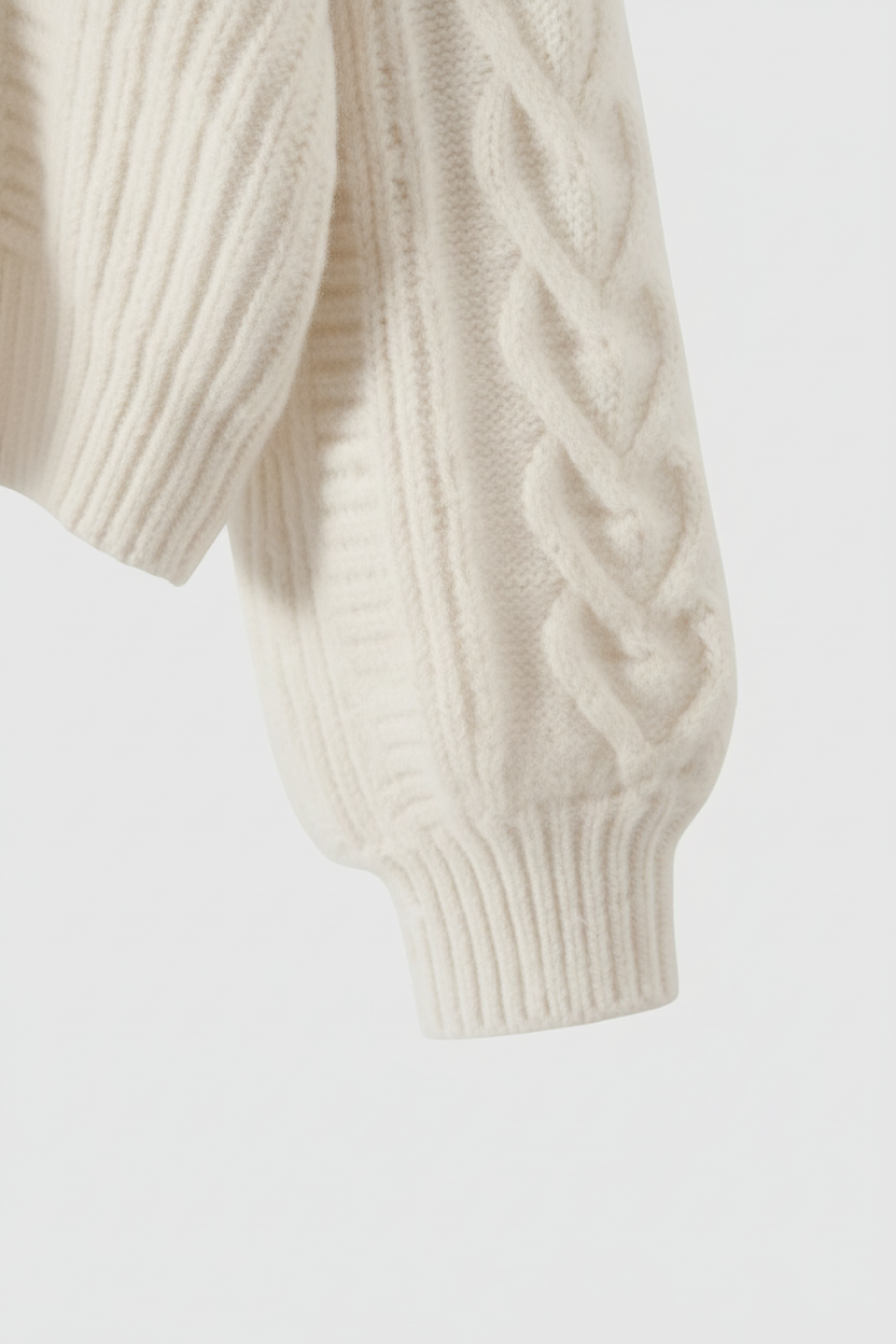 Sophia | Cozy Relaxed Fit White Cardigan Sweater with Ribbed Hem - Lumina