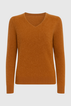 Sophia | Cozy V-Neck Orange Sweater with Flattering Fit - Lumina