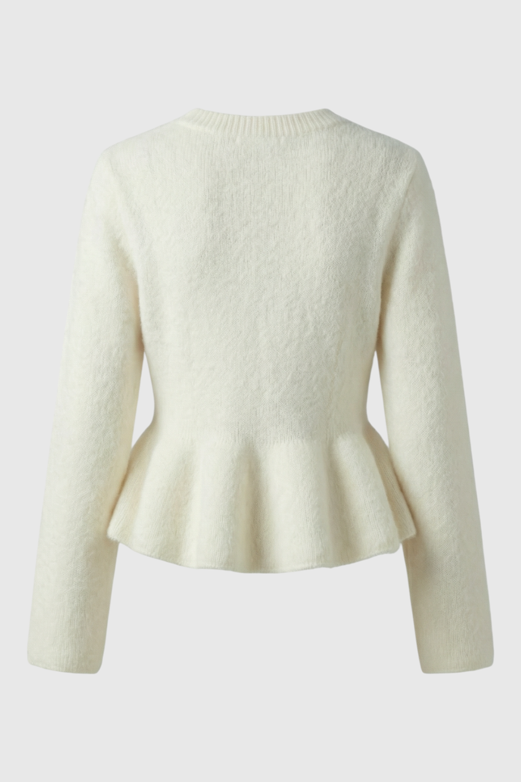 Sophia | Cozy White Cardigan Sweater with Ruffle Details - Lumina