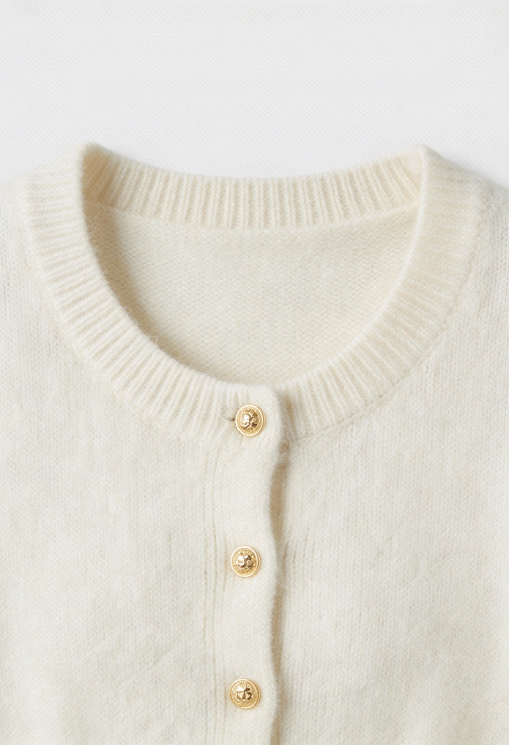 Sophia | Cozy White Cardigan Sweater with Ruffle Details - Lumina