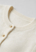 Sophia | Cozy White Cardigan Sweater with Ruffle Details - Lumina