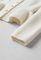 Sophia | Cozy White Cardigan Sweater with Ruffle Details - Lumina