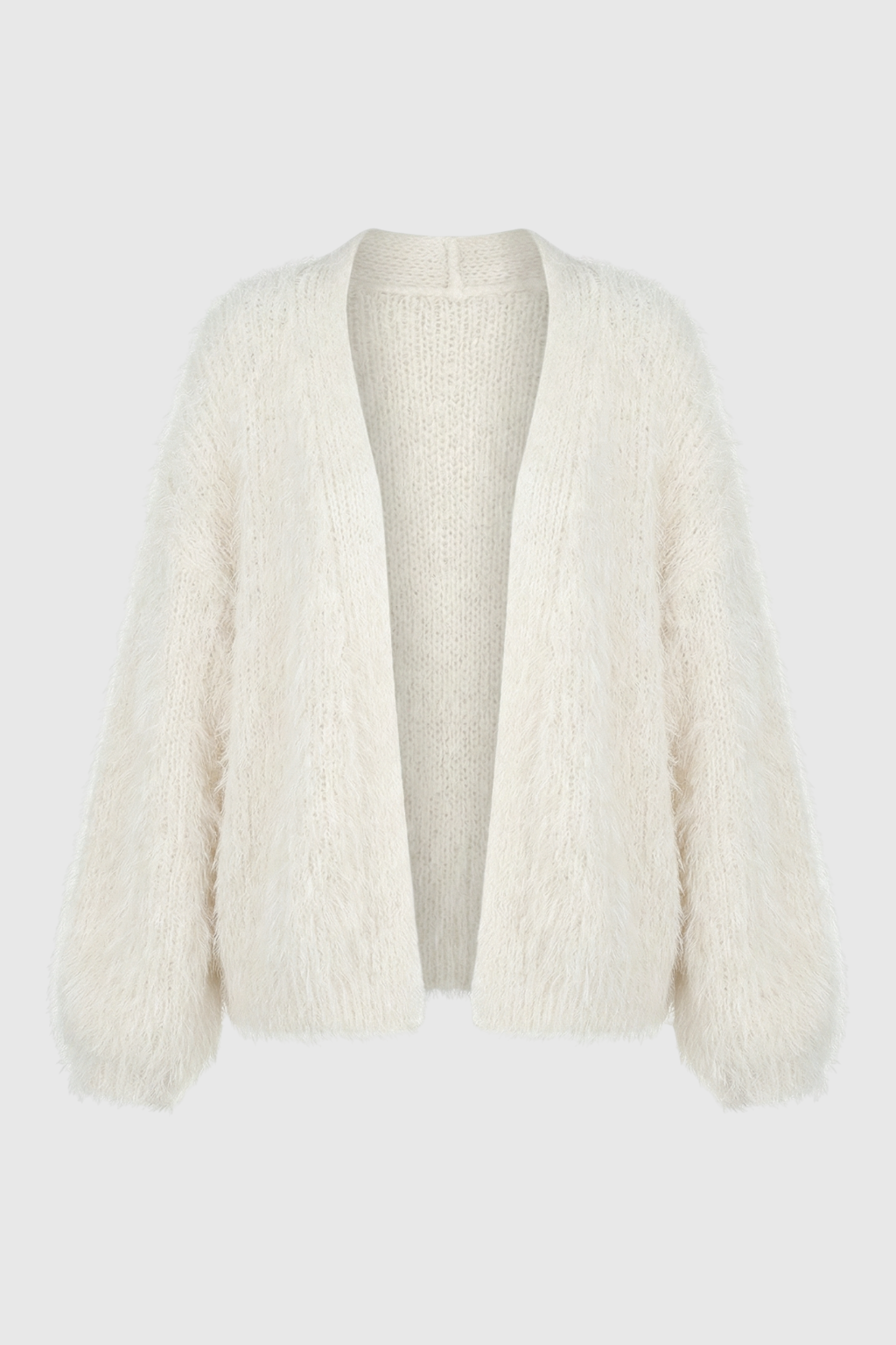 Sophia | Cozy White Knit Cardigan with Ribbed Hem - Lumina