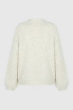 Sophia | Cozy White Knit Cardigan with Ribbed Hem - Lumina