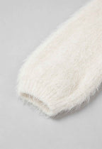 Sophia | Cozy White Knit Cardigan with Ribbed Hem - Lumina