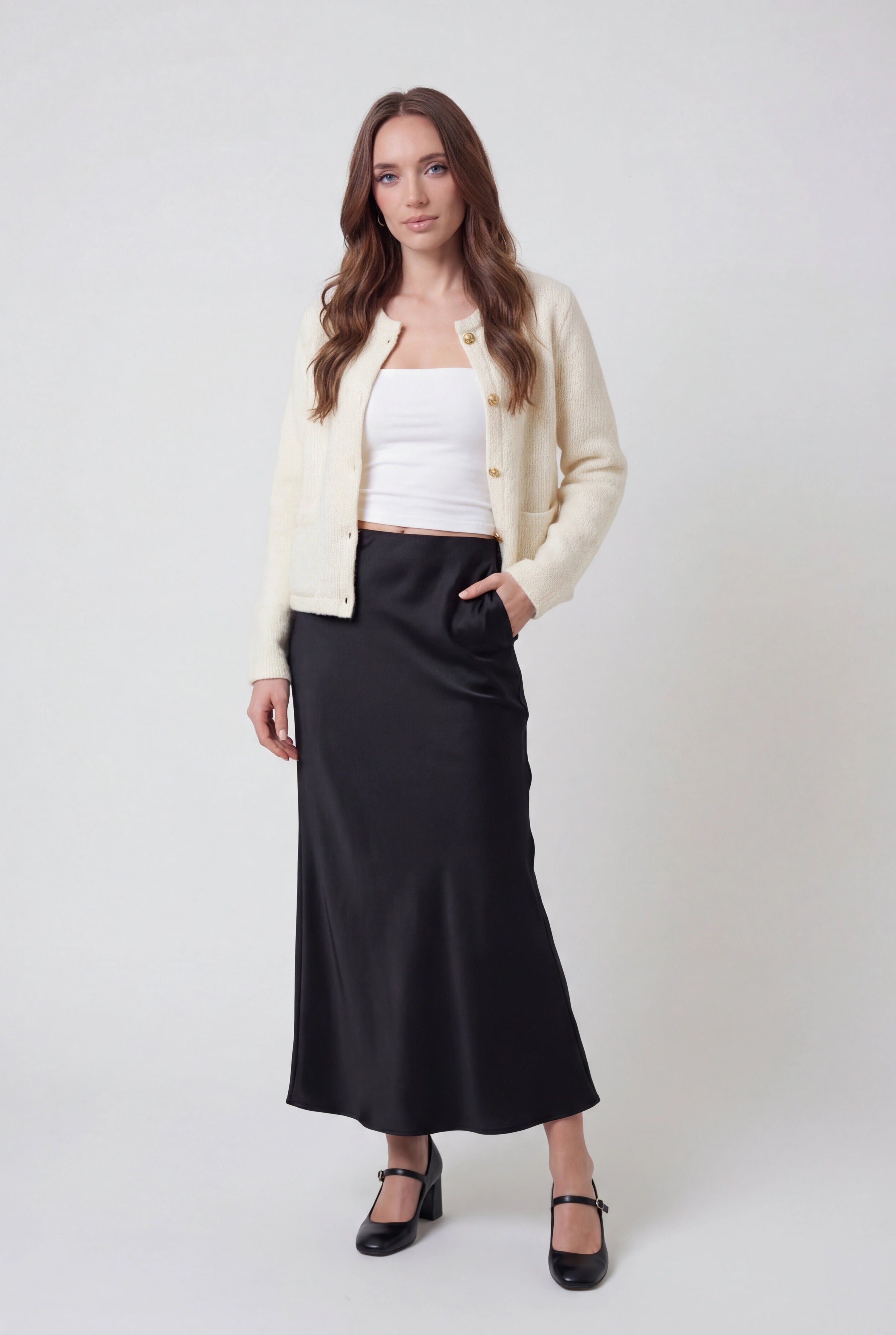 Sophia | Cozy White Long Cardigan with Relaxed Fit - Lumina