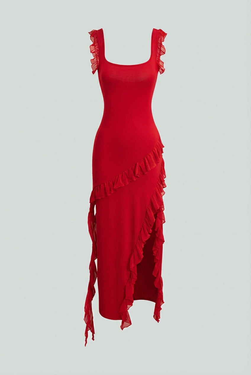 Sophia | Elegant Backless Design with High Slit Maxi Dress - Lumina